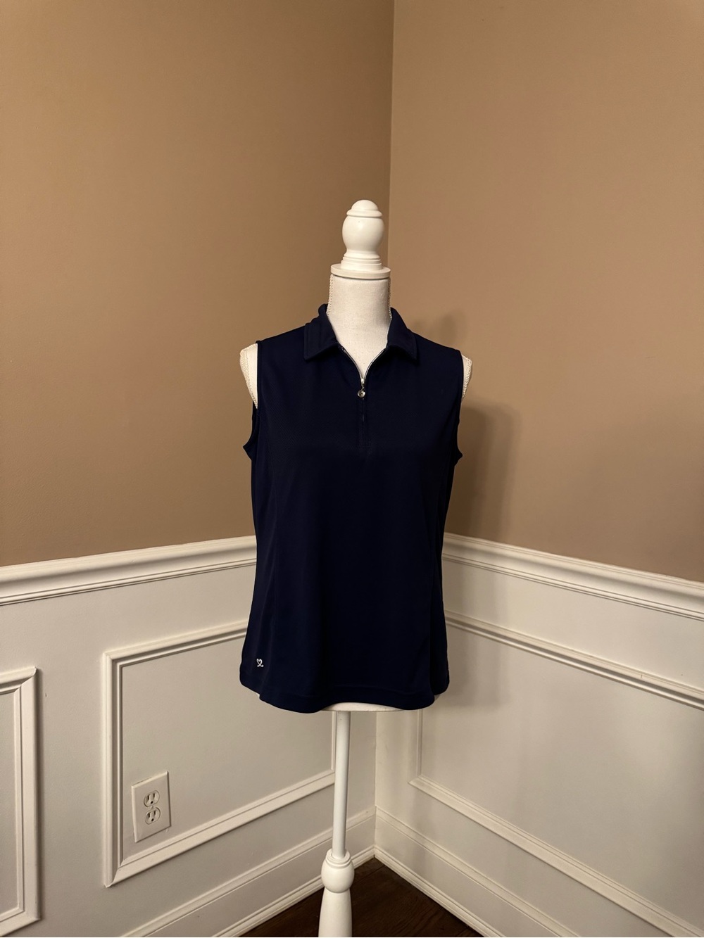 Daily Sports Navy Sleeveless Zip Polo Tank